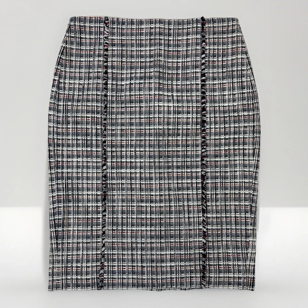 J.Crew NWT‎ Tweed Pencil Skirt Sz 10 Red White Blue Plaid Preppy
